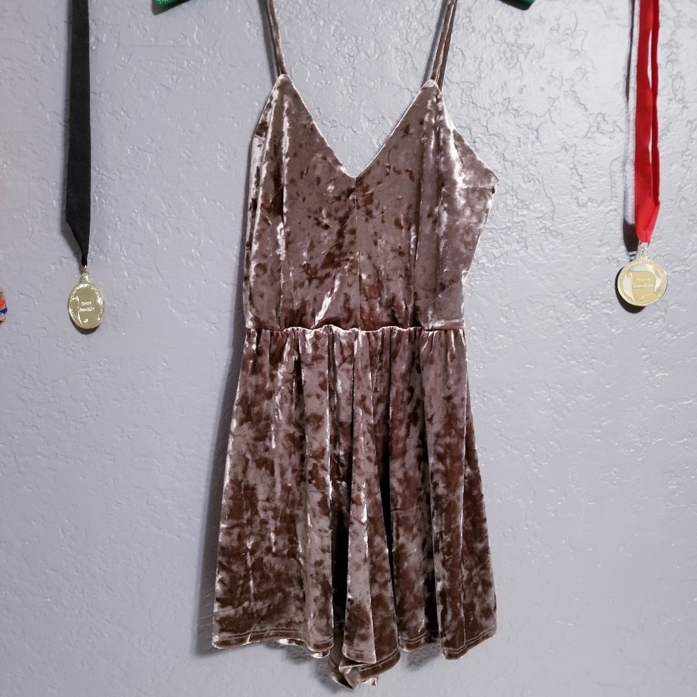Tan Velvet Romper